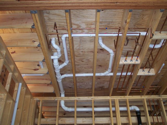 Plumbing piping in a new build